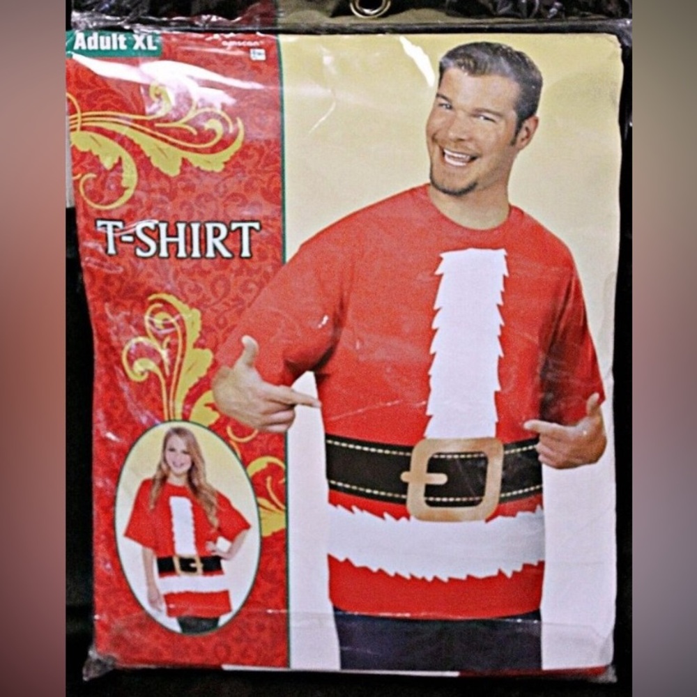 NWT Amscan Inc Adult Santa Claus Red Christmas Novelty T Shirt